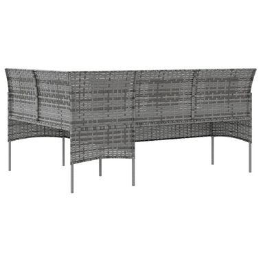 vidaXL Loungesofa Sofa in L-Form mit Kissen Poly Rattan Grau, 1 Teile
