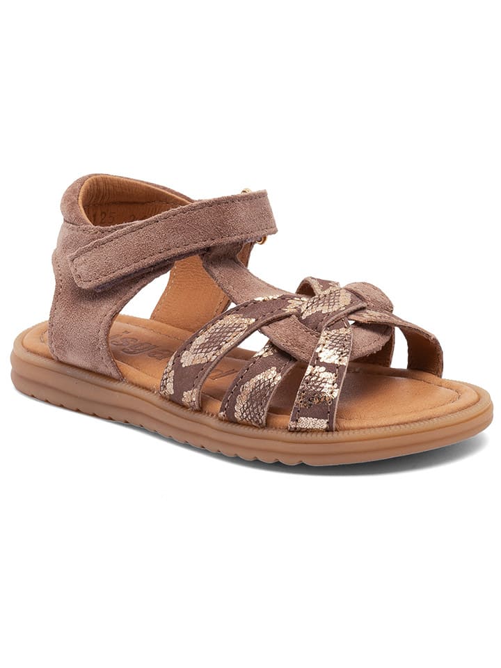 bisgaard Leder-Sandalen in Braun/ Gold günstig kaufen