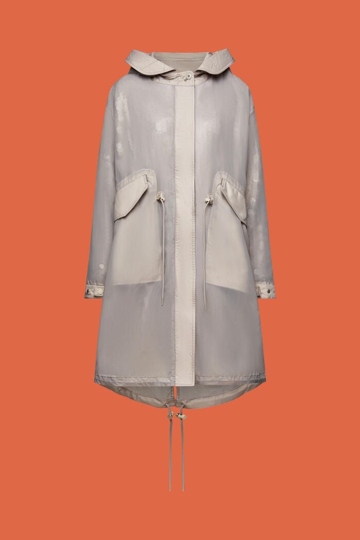 Halbtransparenter Kapuzen-Parka mit Pailletten