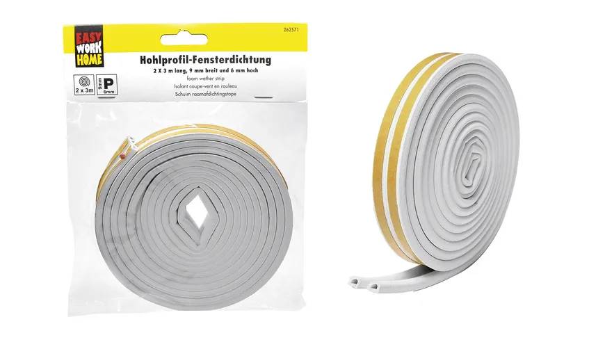 EASY WORK Hohlprofildichtung Fensterdichtung 2x3m 6 m