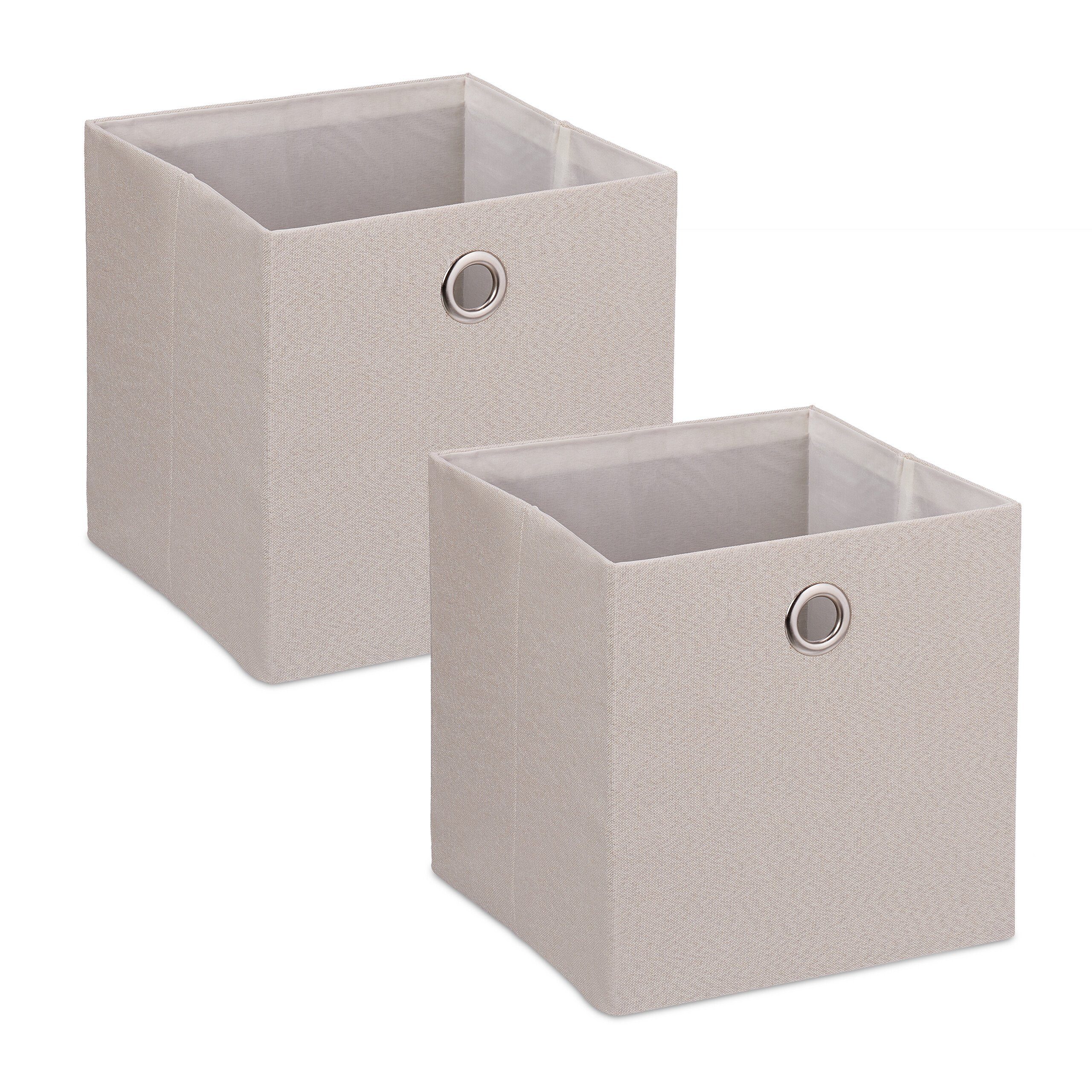 relaxdays Aufbewahrungsbox Aufbewahrungsbox im 2er Set, Beige