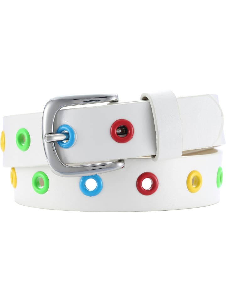 Playshoes PU-Gürtel mit Nieten in weiß günstig kaufen