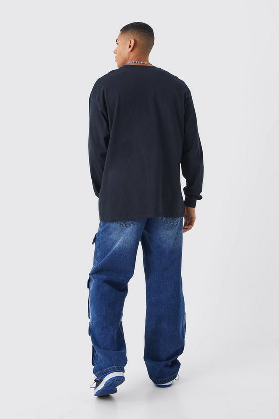 Langärmliges Oversize T-Shirt mit Bm-Print