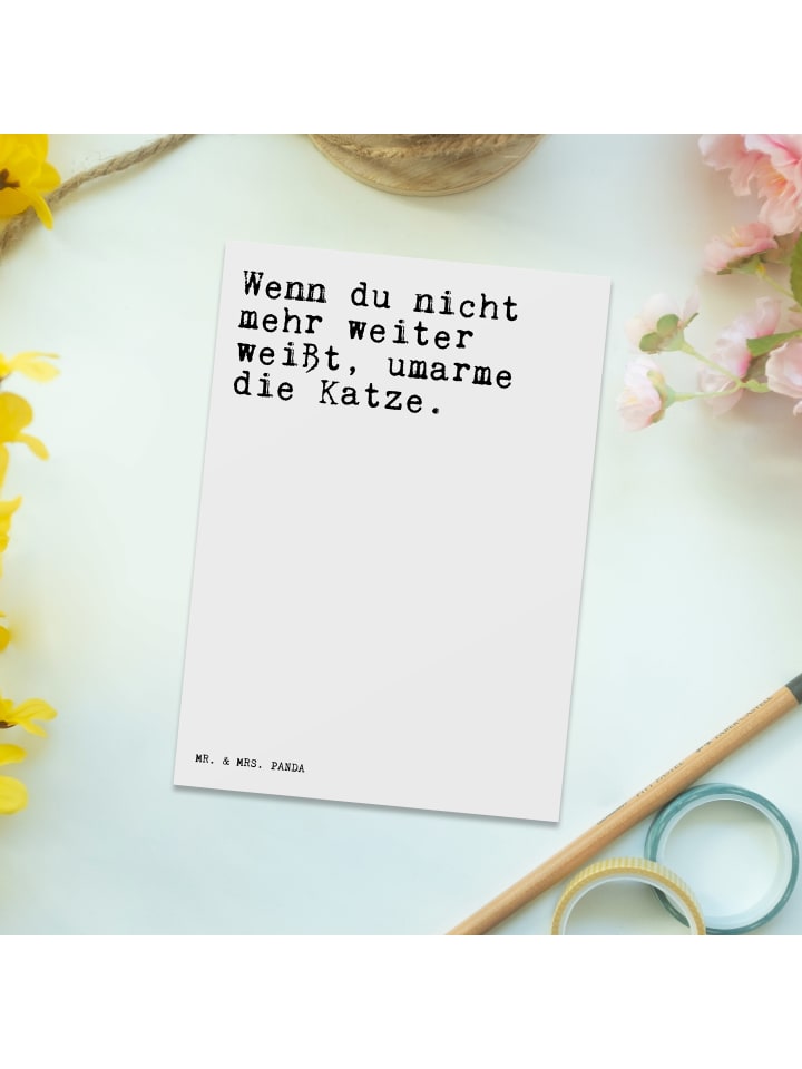 Mr. & Mrs. Panda Postkarte Wenn du nicht mehr... mit Spruch in Weiß günstig kaufen onesize