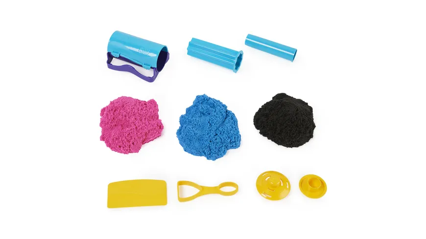 Spin Master - Kinetic Sand Slice n Surprise Set - mit 3 Sandfarben und 7 Werkzeugen für tolle Muster