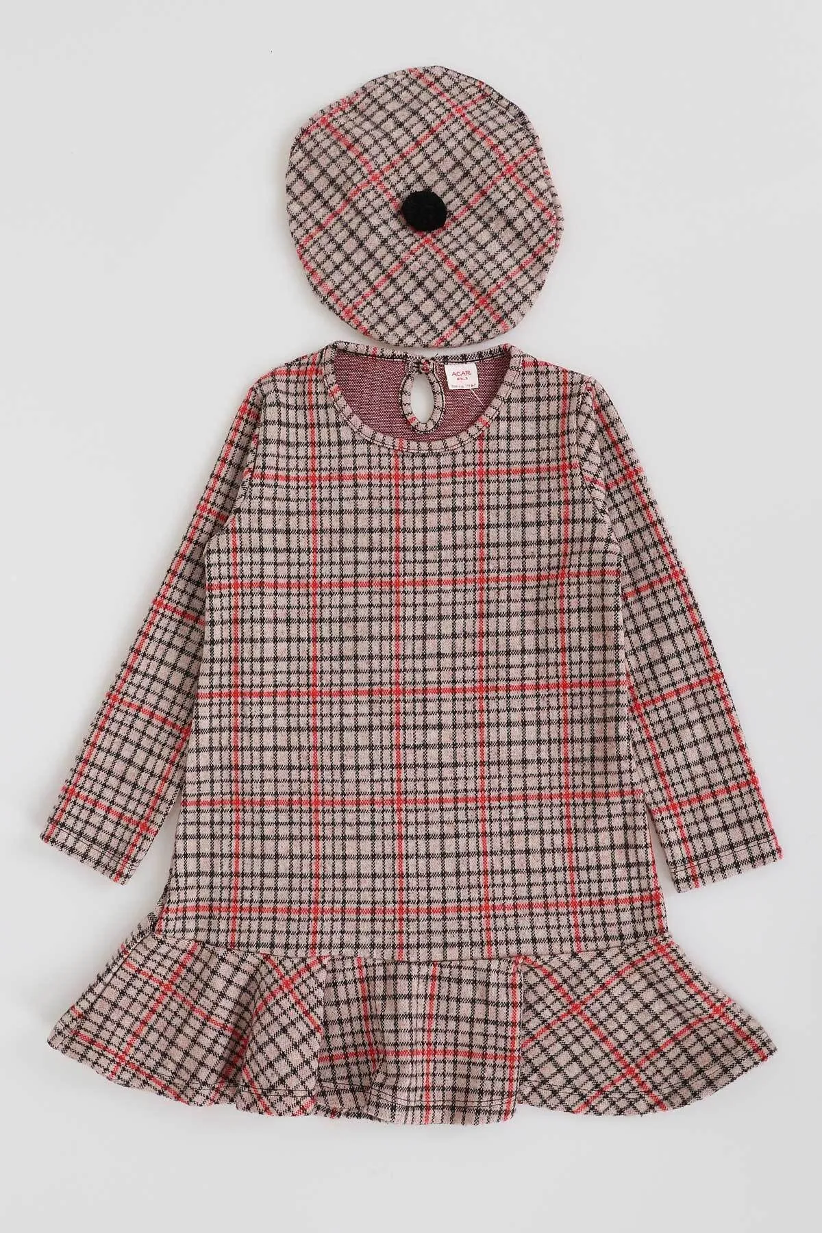 AHENGİM  Trendkleid mit Hut und Volant für Mädchen Ak2200
