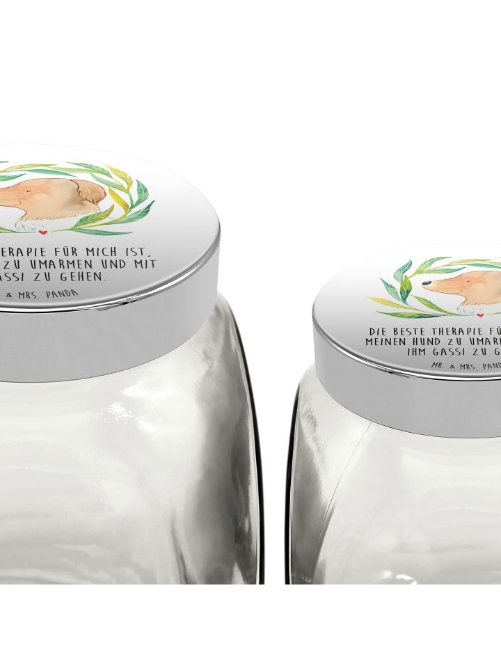 Mr. & Mrs. Panda Leckerli Glas Hund Blumen mit Spruch in Weiß günstig kaufen