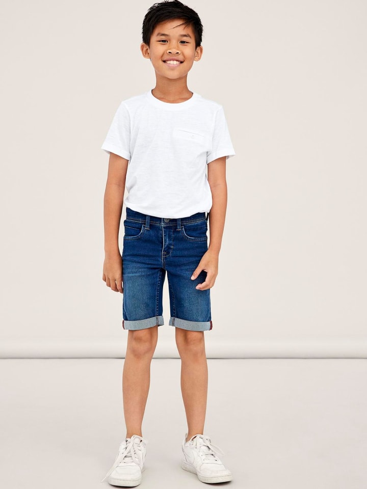 name it Stretch Jeans Shorts Kurze Denim Hose 5-Pocket in Blau günstig kaufen