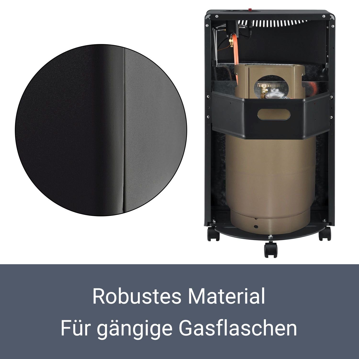 Juskys Heizstrahler GS42US, 4200 W, stark und energiesparend, 3-Stufen-Wärme-Regler, Gasflaschenhalterung
