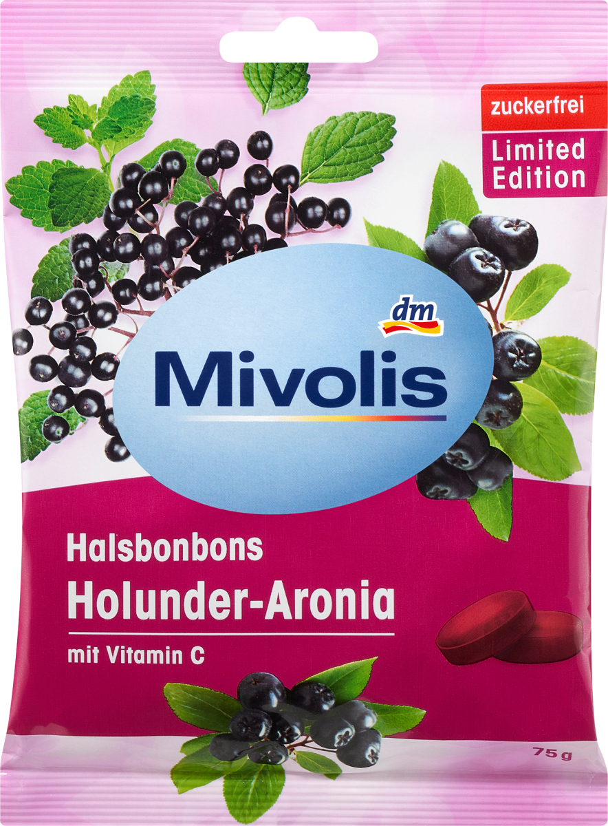 Halsbonbons, Holunder-Aronia, 75 g