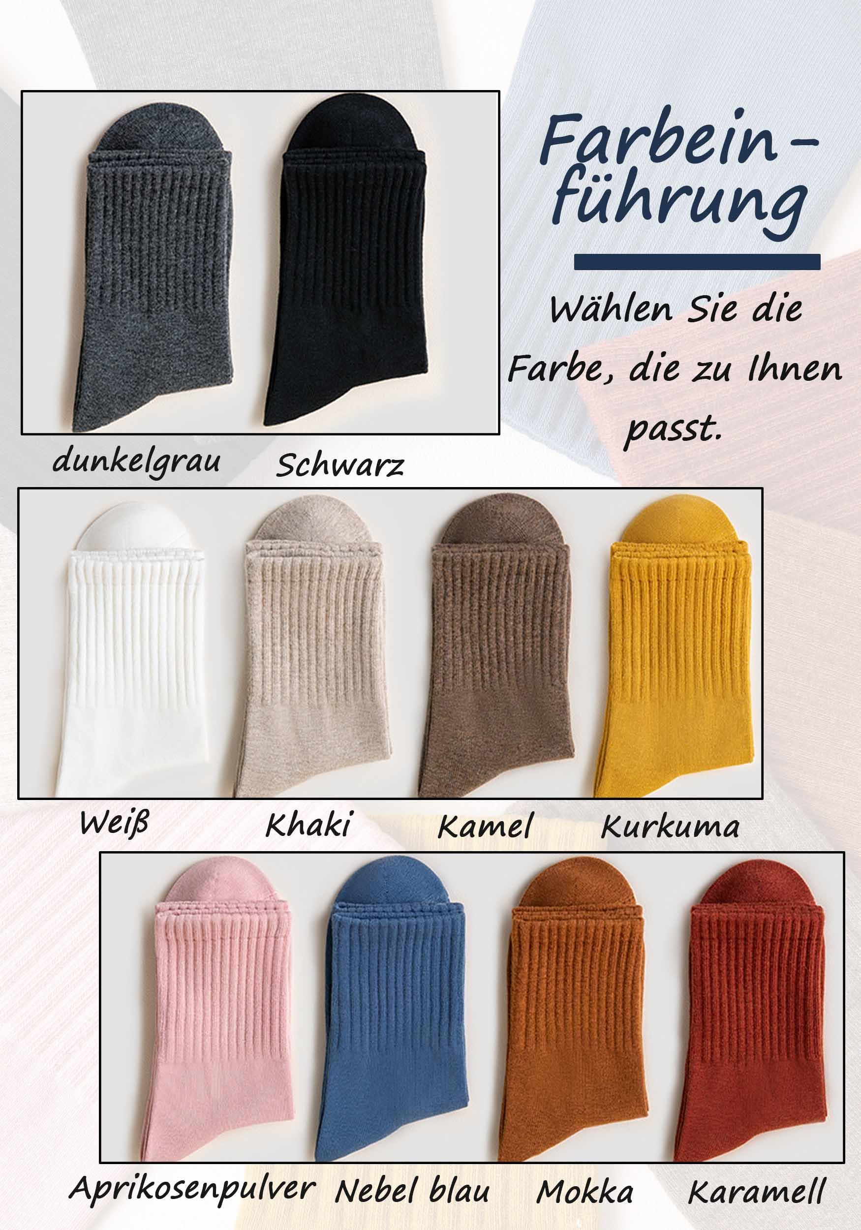 MAGICSHE Socken Damen 100% Baumwolle einfarbig hohes Basicsocken (4-Paar, 4-Paar)