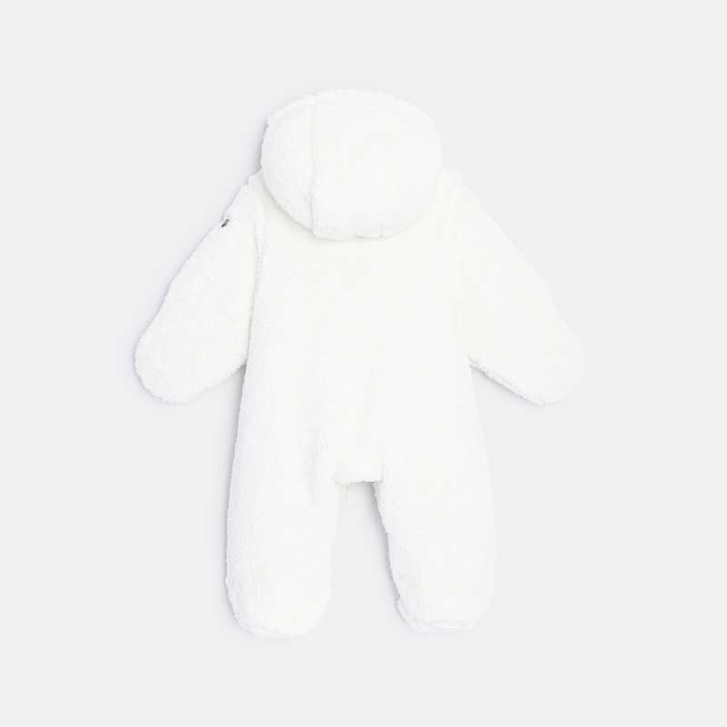 Combipilote à capuche en soft boa blanche naissance