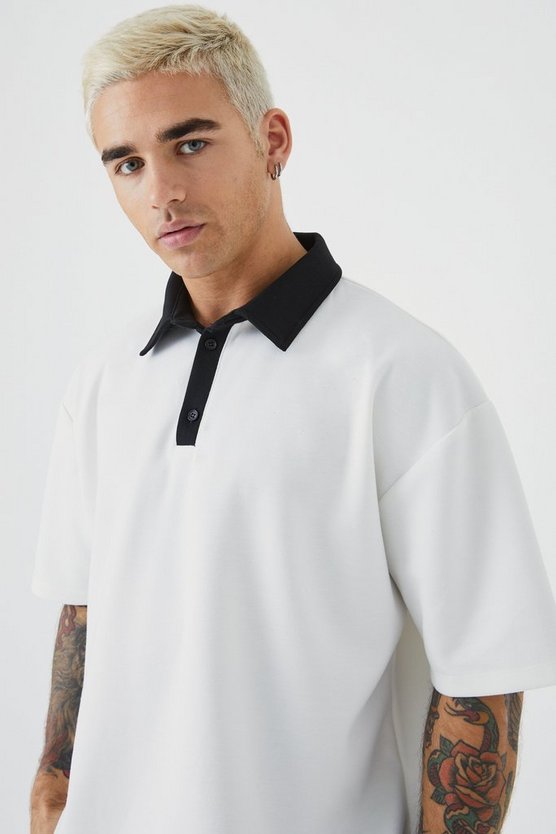 Oversize Poloshirt mit Kontrast-Kragen