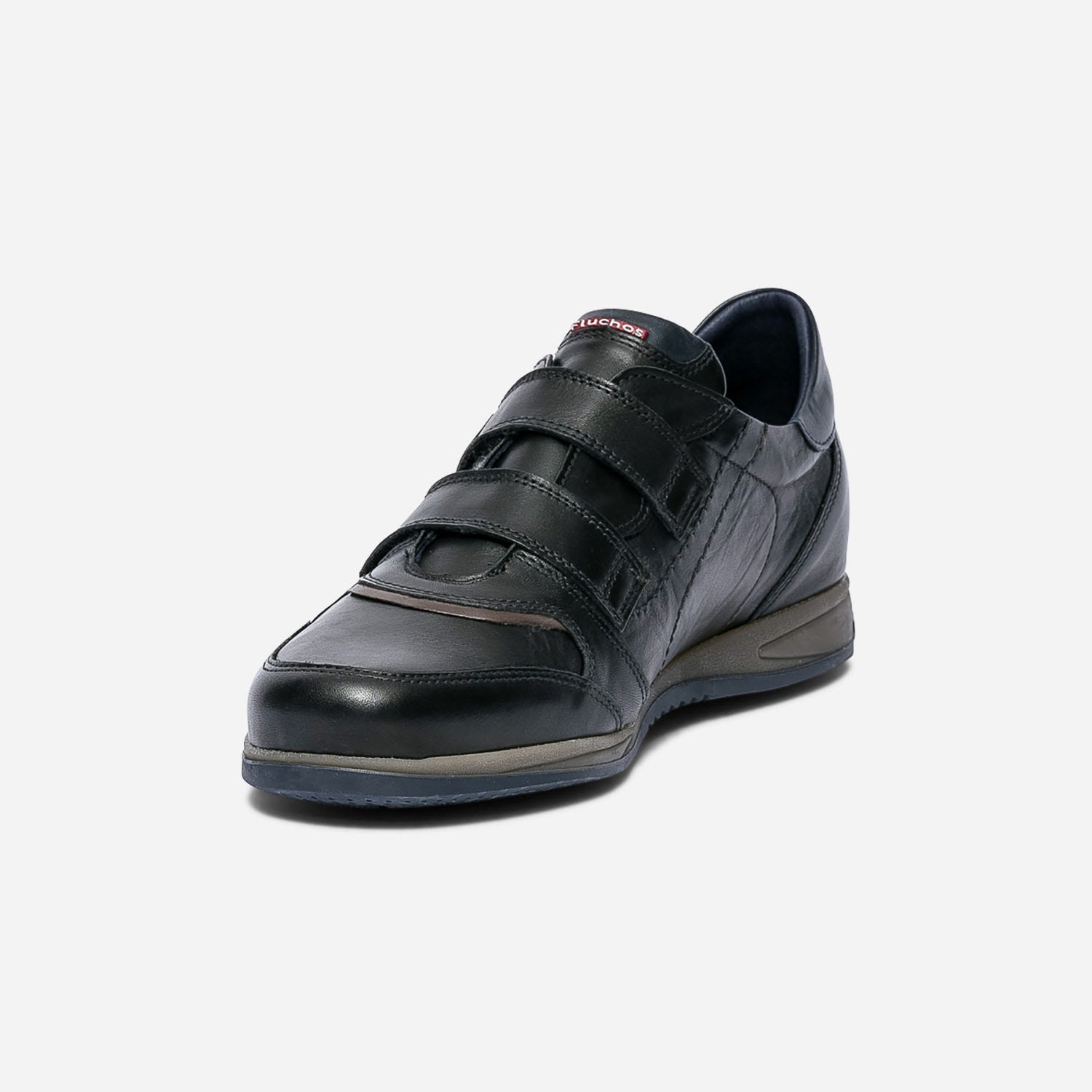 Derby détente FLUCHOS noir en cuir à scratchs