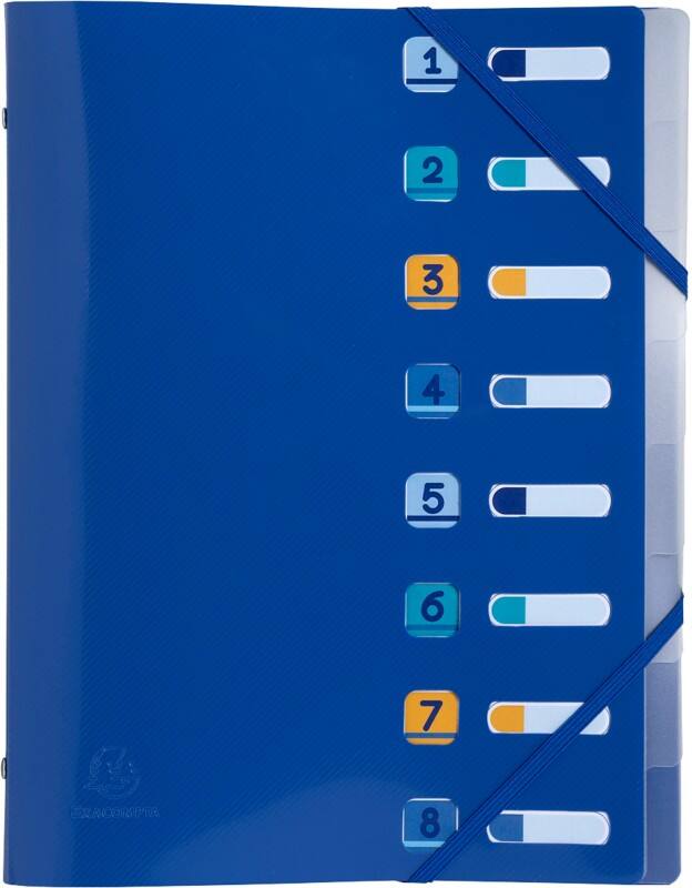 Exacompta BEE BLUE Ordnungsmappe Blanko PP (Polypropylen) Recycelt 8 Teile 56212E 24,5 (B) x 1,1 (T) x 32 (H) cm Marineblau
