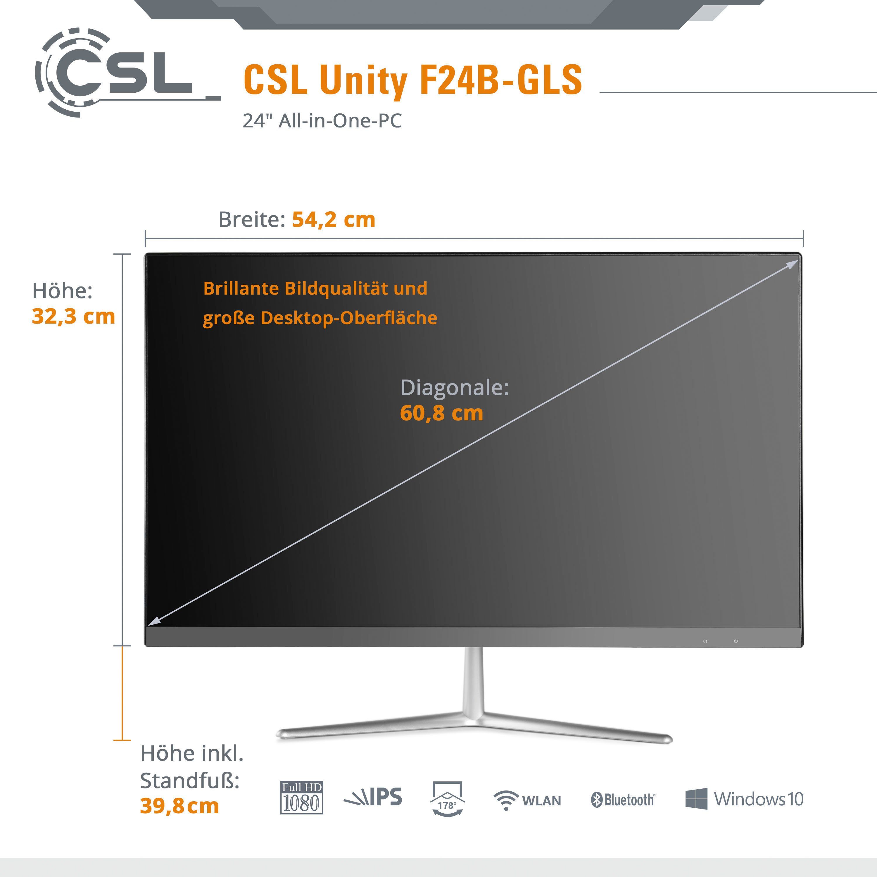CSL Unity F24B-GLS mit Windows 10 Pro Business-PC (24,1 Zoll, Intel® Celeron N412, UHD Graphics 600, 16 GB RAM, 512 GB SSD)