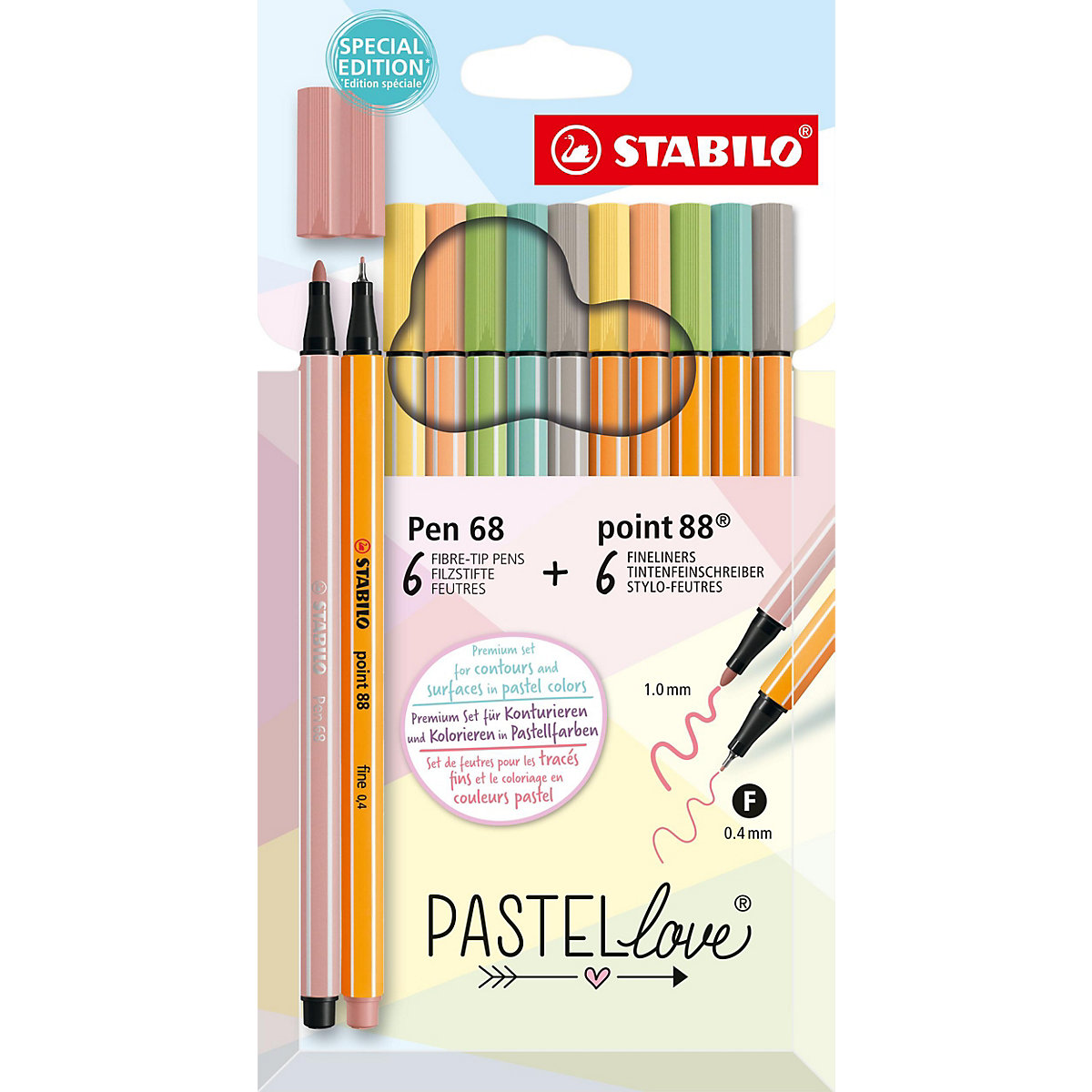 Kreativ-Stifteset PASTELlove, 12-tlg.