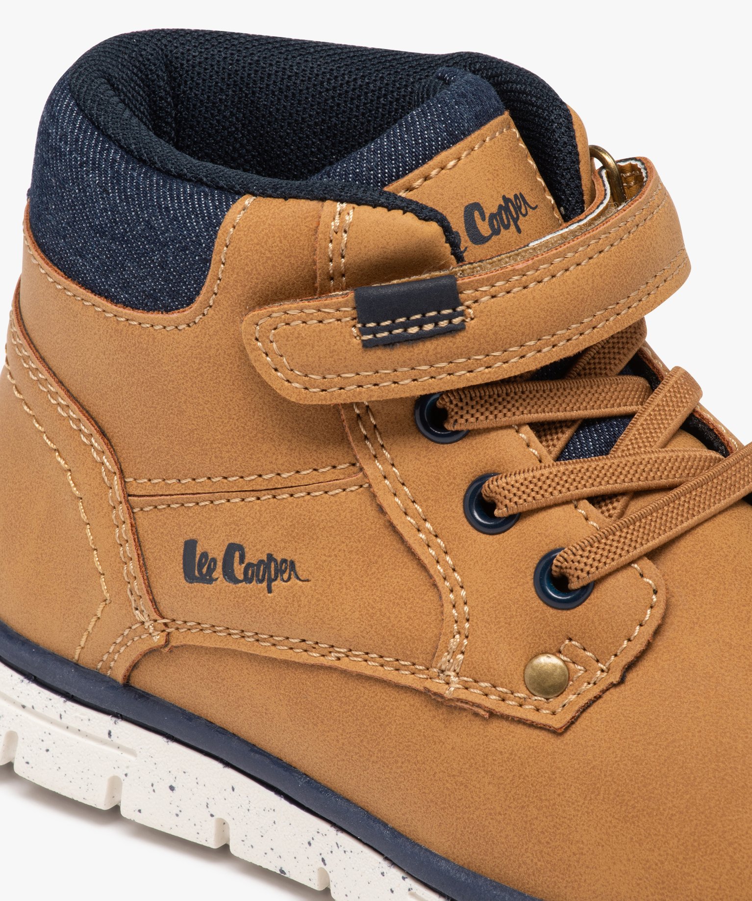 Boots Garçon unies à col denim et à scratch - Lee Cooper camel | GEMO