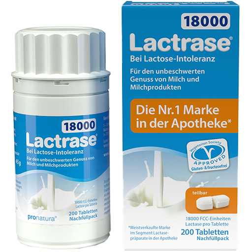 LACTRASE 18.000 FCC Tabletten teilbar Nachfüllp.  200 St  Tabletten