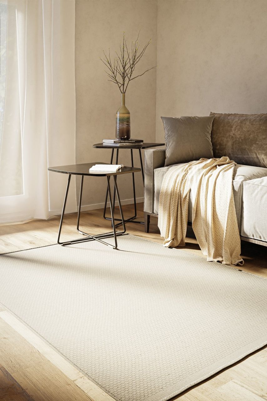 MyFlair Teppich Wooly Hope, 200 cm x 240 cm, Farbe naturweiß, rechteckig, Gesamthöhe 5mm