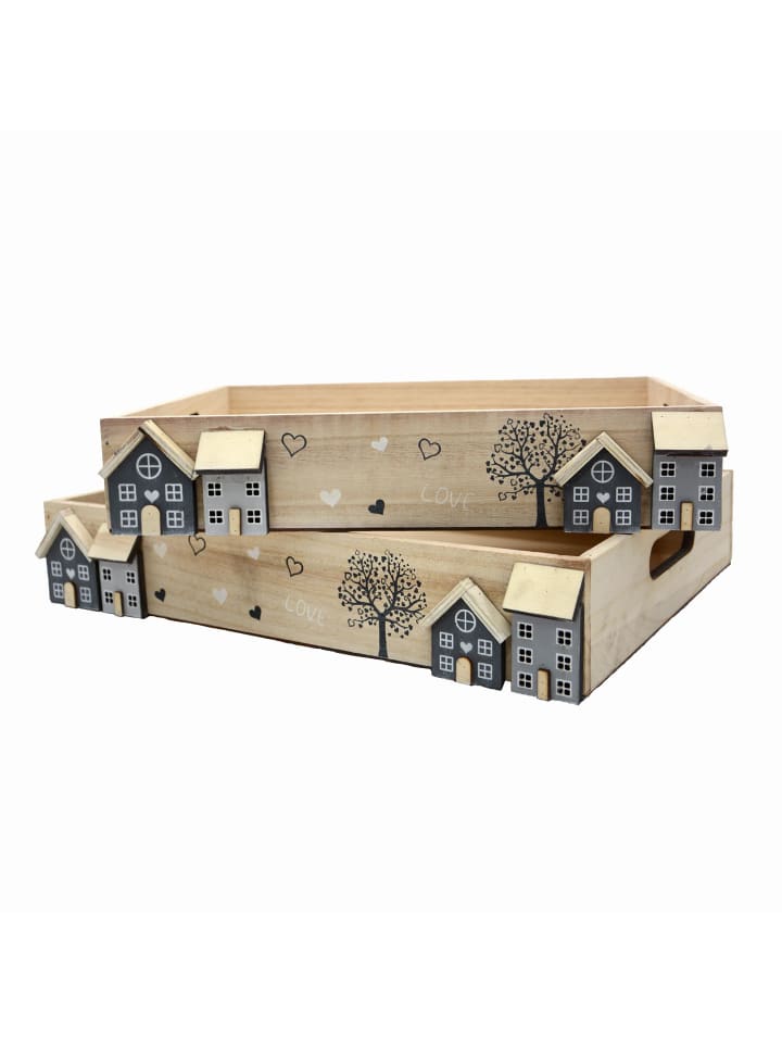 UNUS Holztabletts 2er Set white-washed in Weiß günstig kaufen onesize