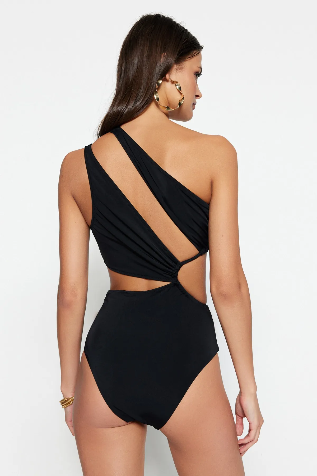 Trendyol Collection  Schwarzer Single Shoulder Tunnel Regular Mayokini TBESS23MA00206