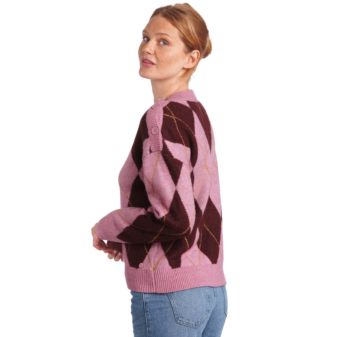 Damen Strickpullover mit Rauten-Allover