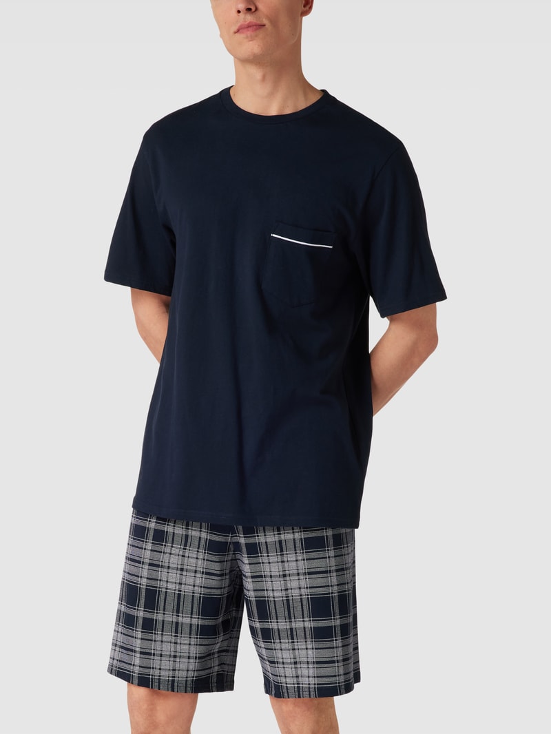 Pyjama aus Baumwolle Modell 'Comfort Fit Schlafanzug' in dunkelblau