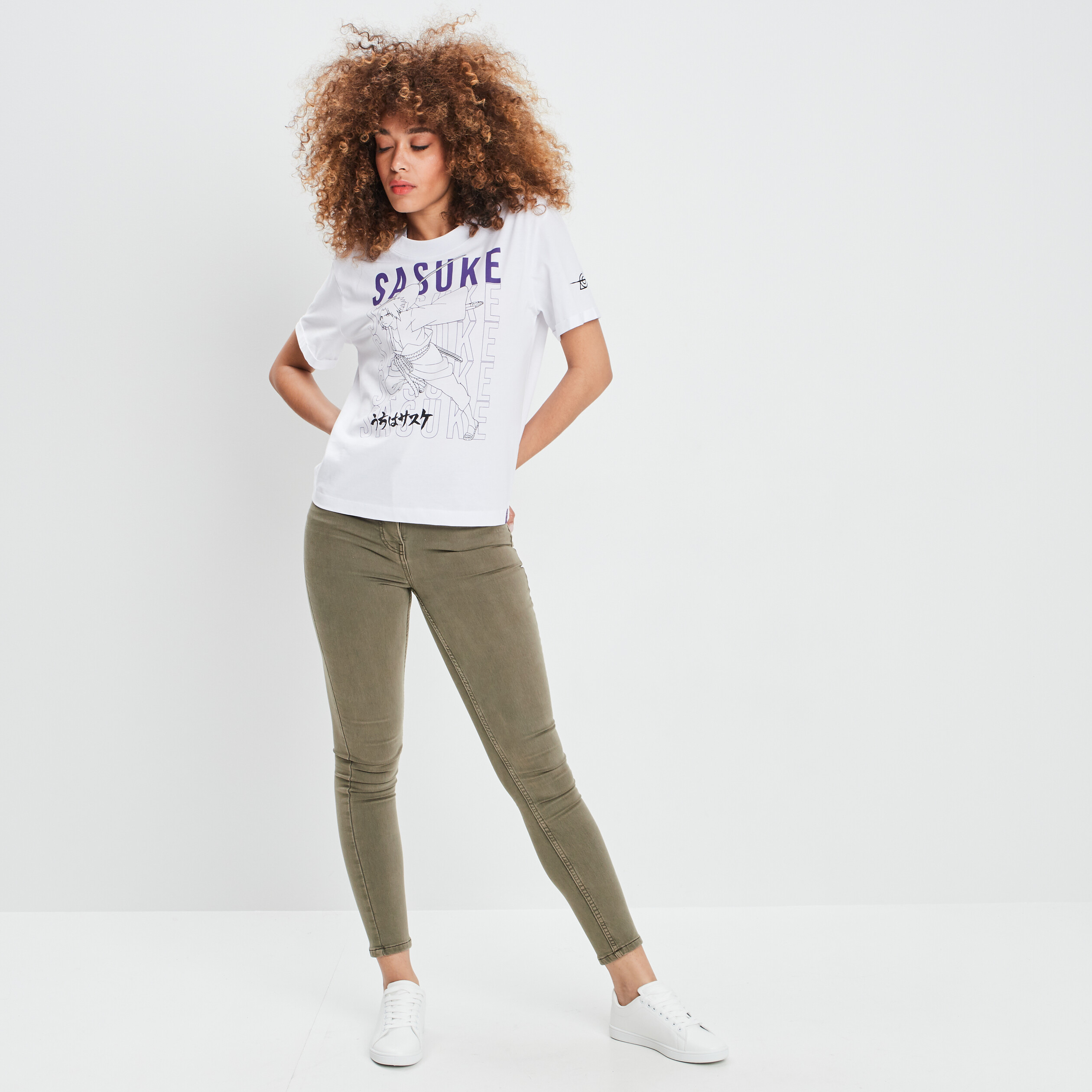 T-shirt manches courtes Naruto blanc femme | La Halle