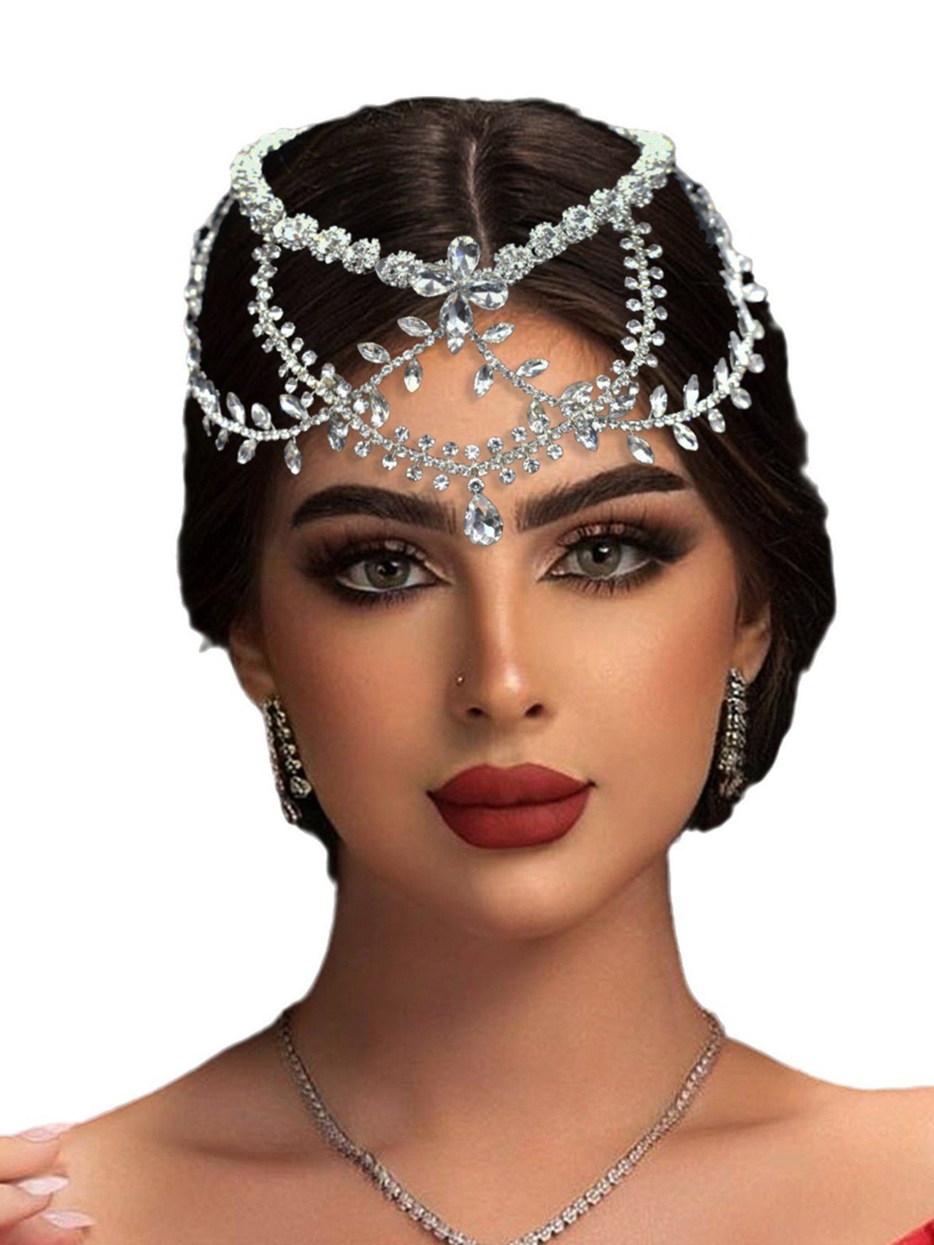 HOHEA H Haarband Kristall-Stirnband, Hochzeits-Haarschmuck, Braut-Haarschmuck, 1-tlg., Silberner Haarschmuck, Brauthaarnadeln, Kristallkrone, Silberne Haaraccessoires sind elegante Haaraccessoires für Frauen