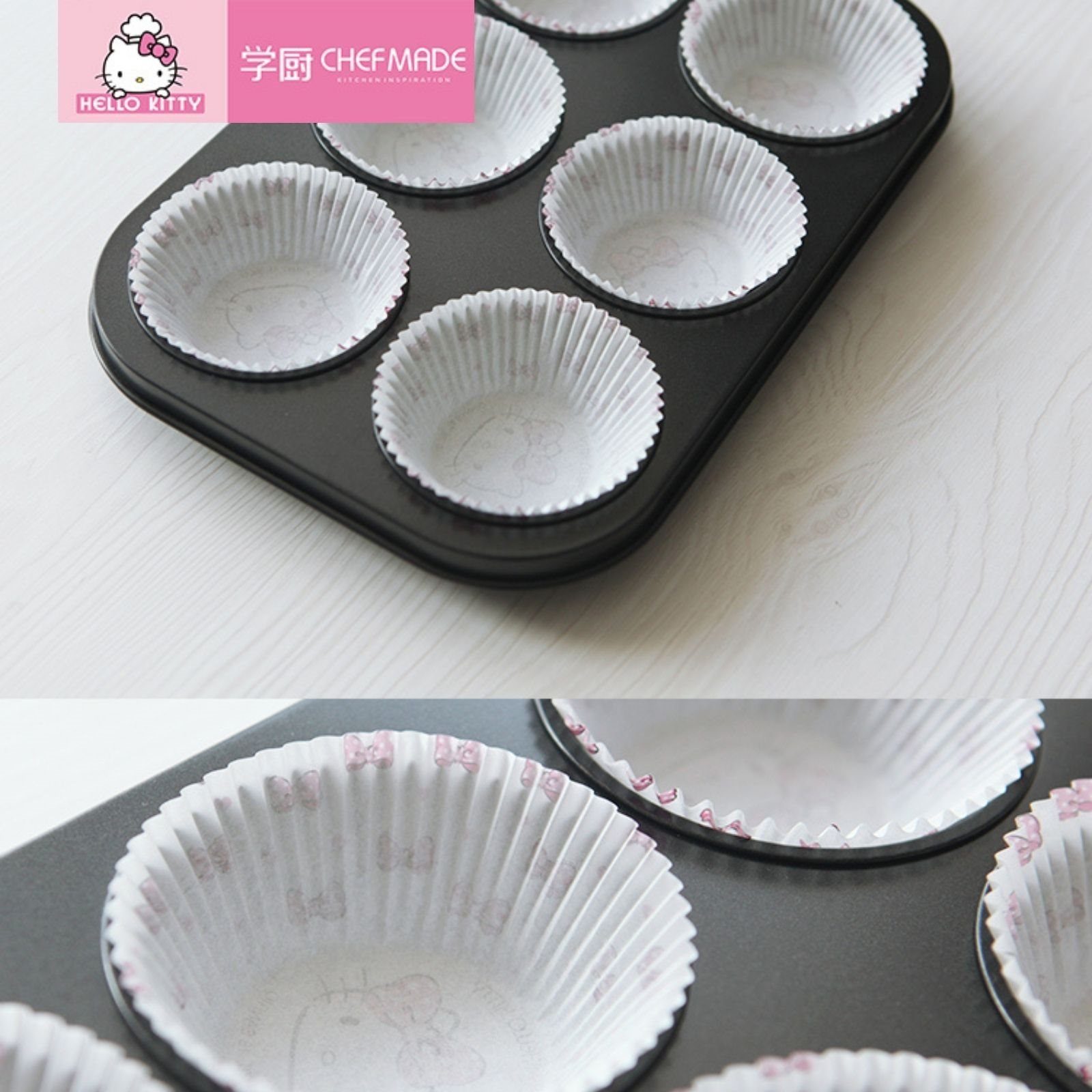 Chefmade Muffinform Papierförmchen für Muffins 100 Stk Pergamentpapier, (CHEFMADE, HELLO KITTY, Pink, 100 Stück Papierförmchen für Muffins, Cupcakes, Mini Kuchenförmchen, Partyförmchen, Papierbackfomen, Portionsförmchen 1-tlg), Muffinform Papier - Cu