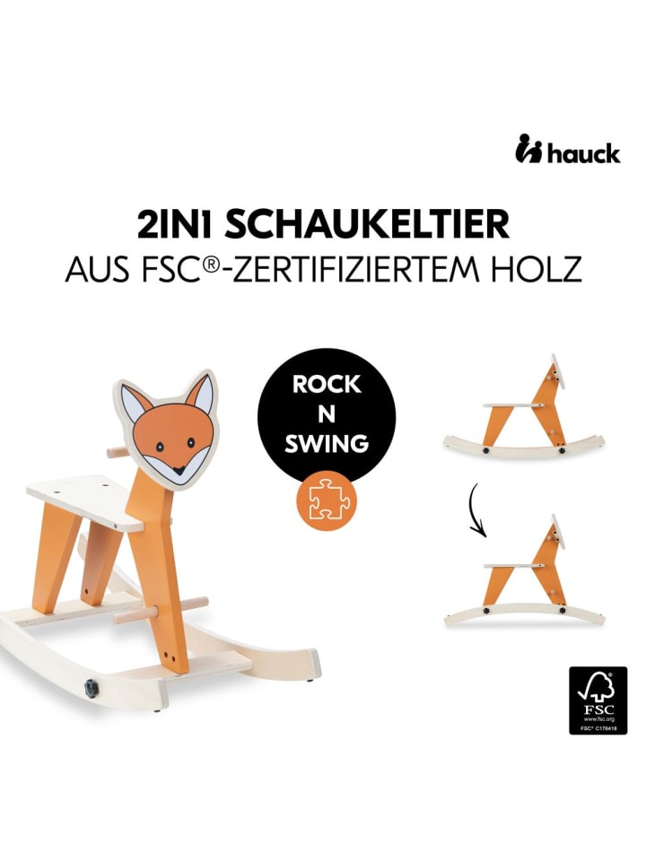 Hauck 2in1 Schaukeltier Rock N Swing (umbaubar zum Sitz, in orange,beige günstig kaufen onesize