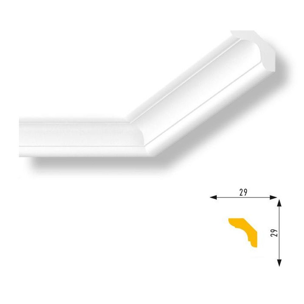 PROVISTON Stuckleiste Polystyrol, 29 x 29 x 2000 mm, Weiß, Deckenleiste