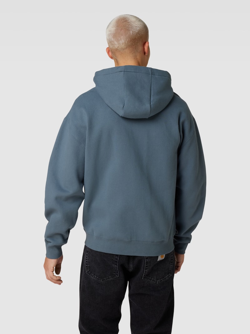 Sweatjacke mit Label-Stitching Modell 'MICHELANGELO' in rauchblau