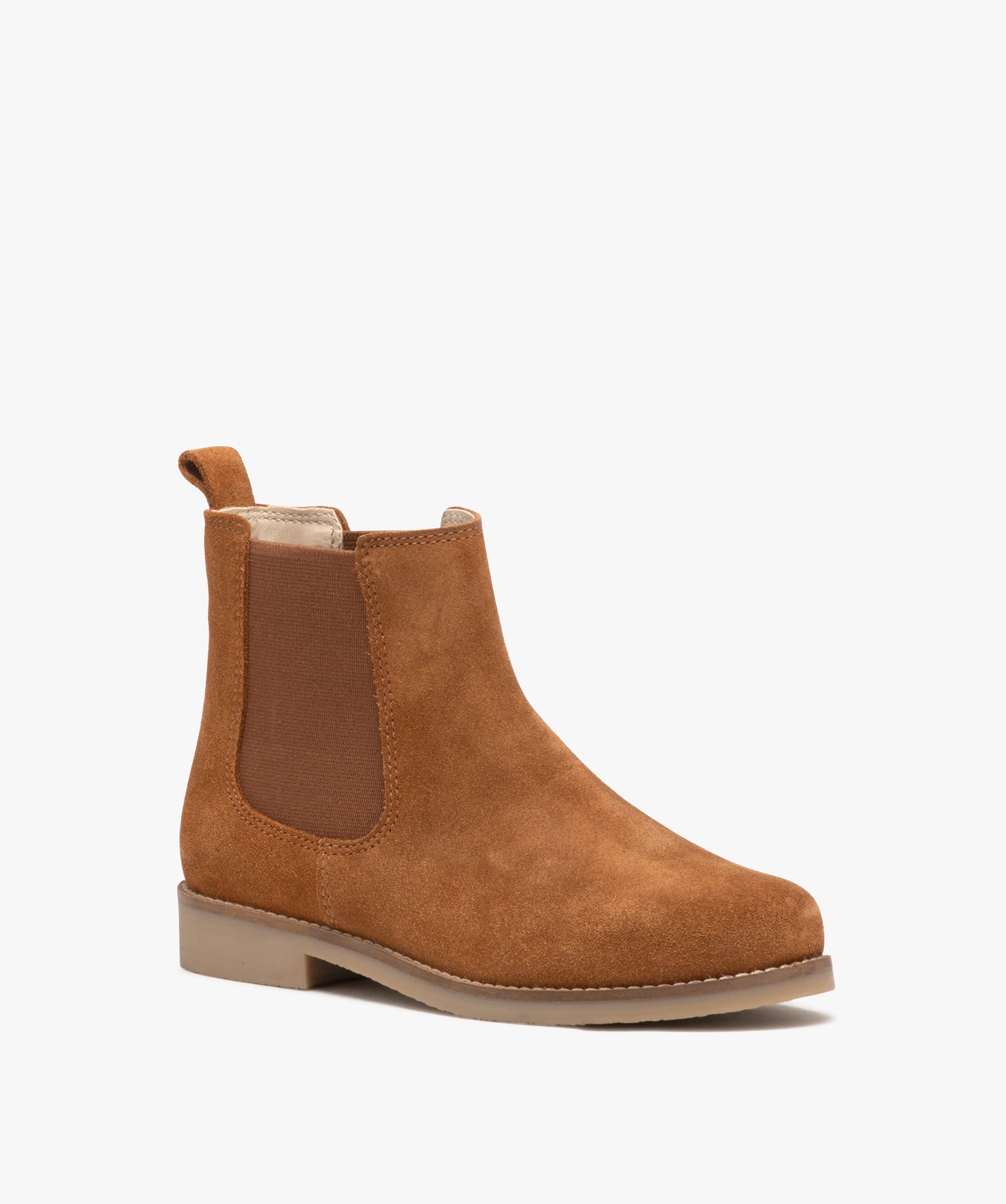 Boots fille unies en suédine style Chelsea camel | GEMO