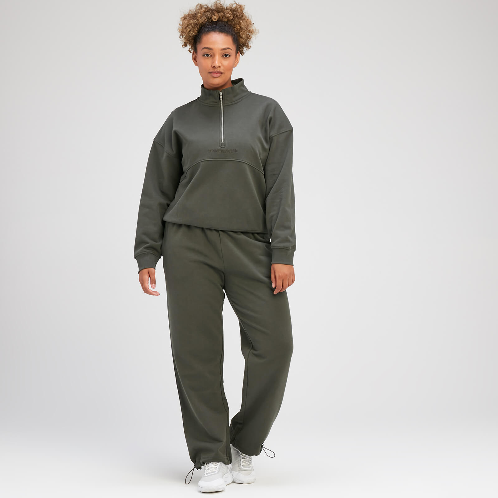 Sweat à fermeture éclair ¼ MP Rest Day pour femmes – Vert taupe