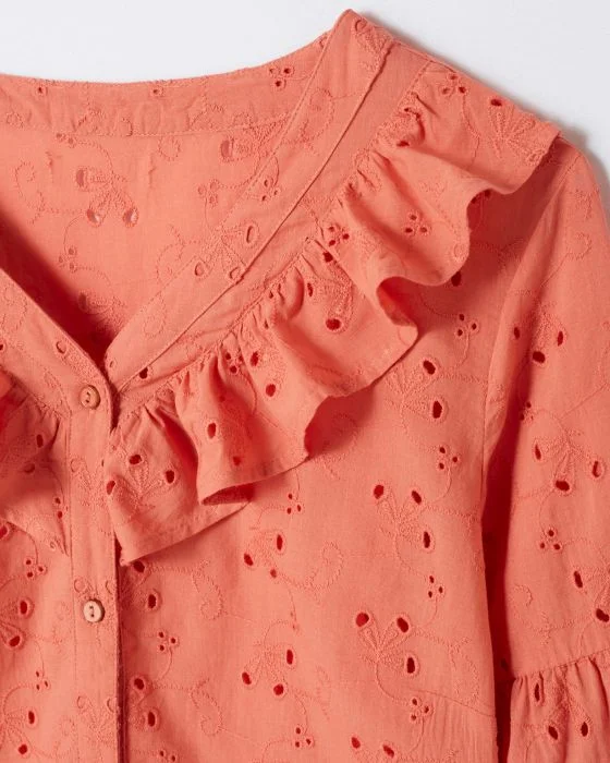 Chemisier à volants broderie anglaise