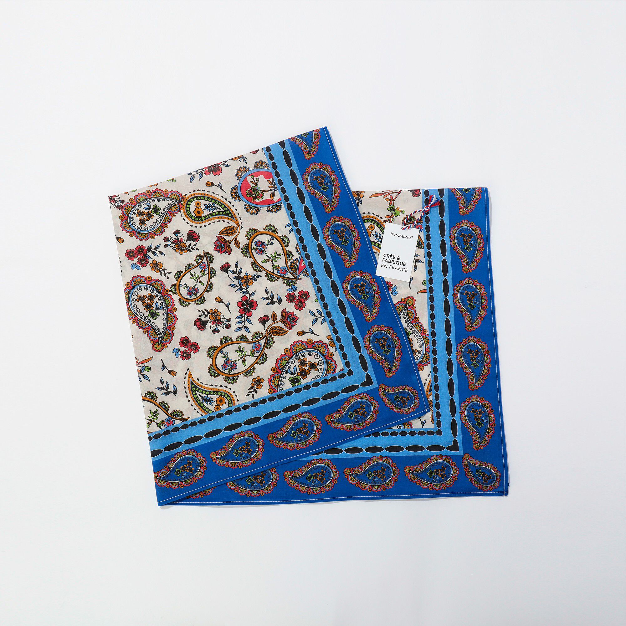 Foulard fabriqué en France imprimé cachemire, 100 x 100 cm