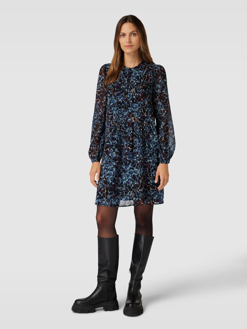 Knielanges Kleid mit Allover-Muster in schwarz