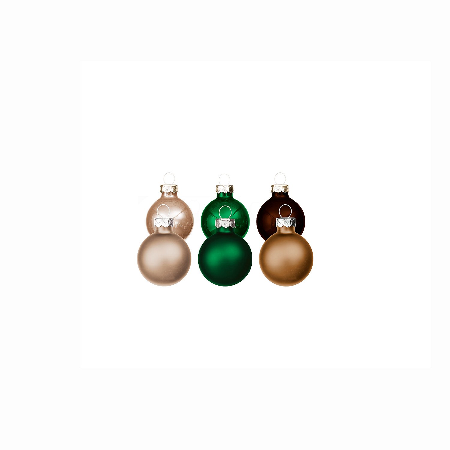 Weihnachtskugeln aus Glas, karamell, grün, braun, 2 cm Ø, 25 Stück