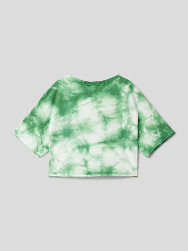 Cropped T-Shirt im Batik-Look Modell 'Optimist' in grün