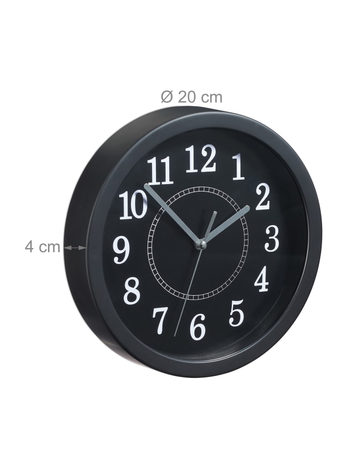 relaxdays Wanduhr in Schwarz - Ø 20cm günstig kaufen onesize