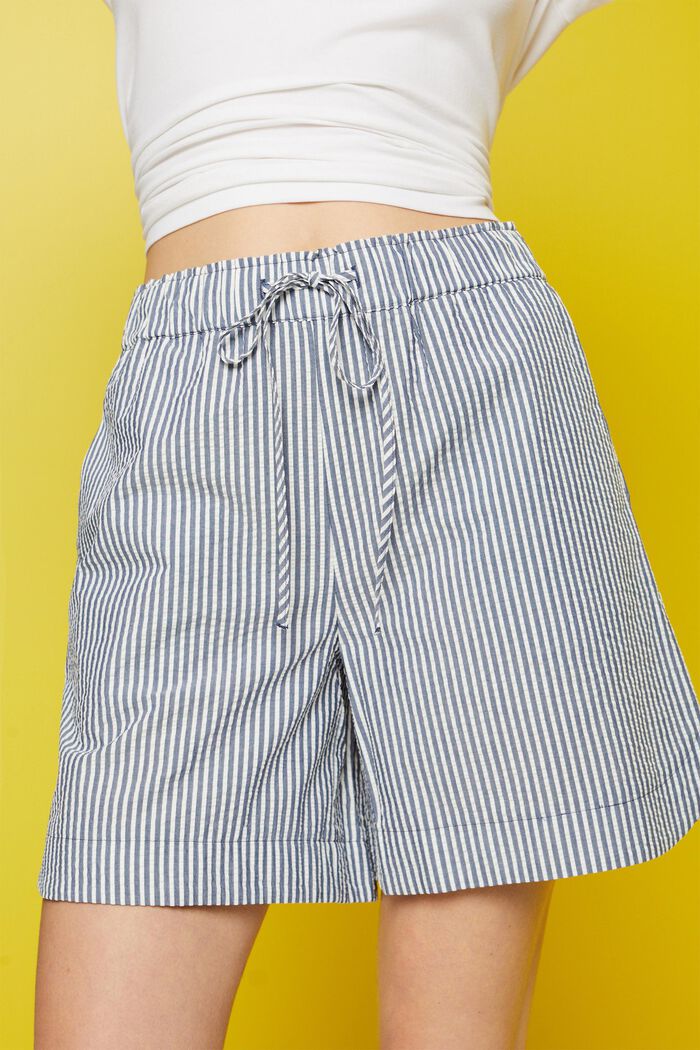 Seersucker-Shorts mit Streifen, 100 % Baumwolle