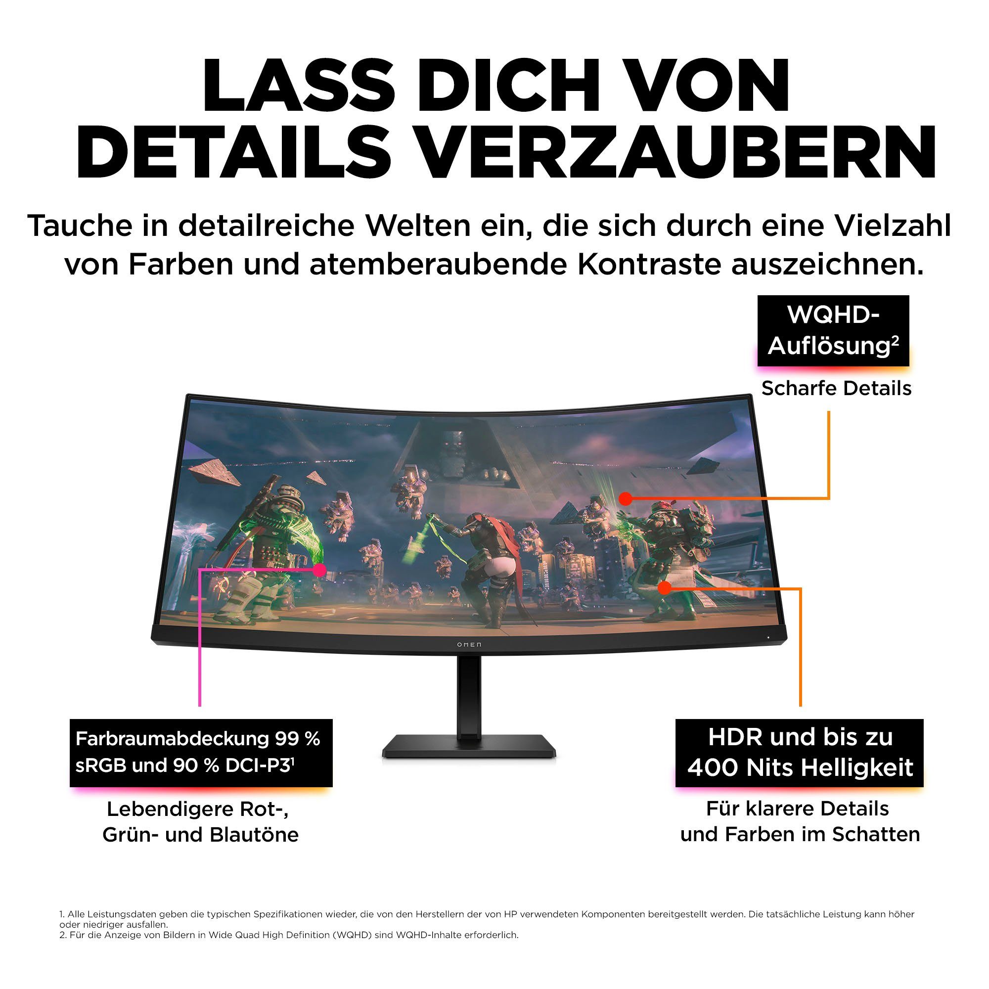 HP OMEN 34c (HSD-0159-A) Curved-Gaming-Monitor (86,4 cm/34 