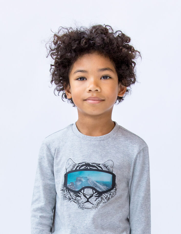T-shirt gris visuel tigre et masque lenticulaire garçon