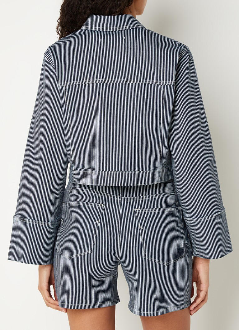 Jachetă scurtă din denim Myra de la Selected Femme, cu dungi imprimate.