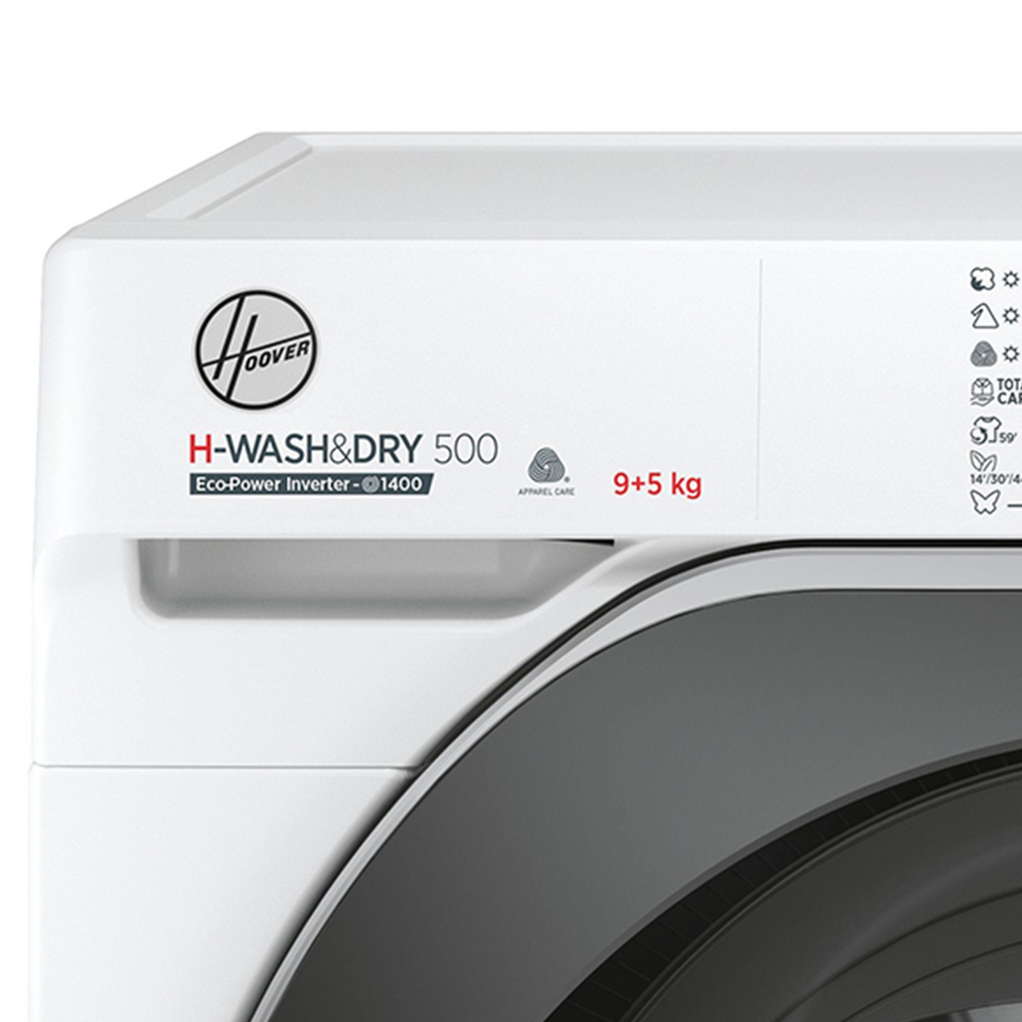 Hoover Waschtrockner HD 495AMBS/1-S, 9,00 kg, 5 kg, 1400 U/min, Active Steam, Mix-Power-System, WiFi & Bluetooth (hOn-App)
