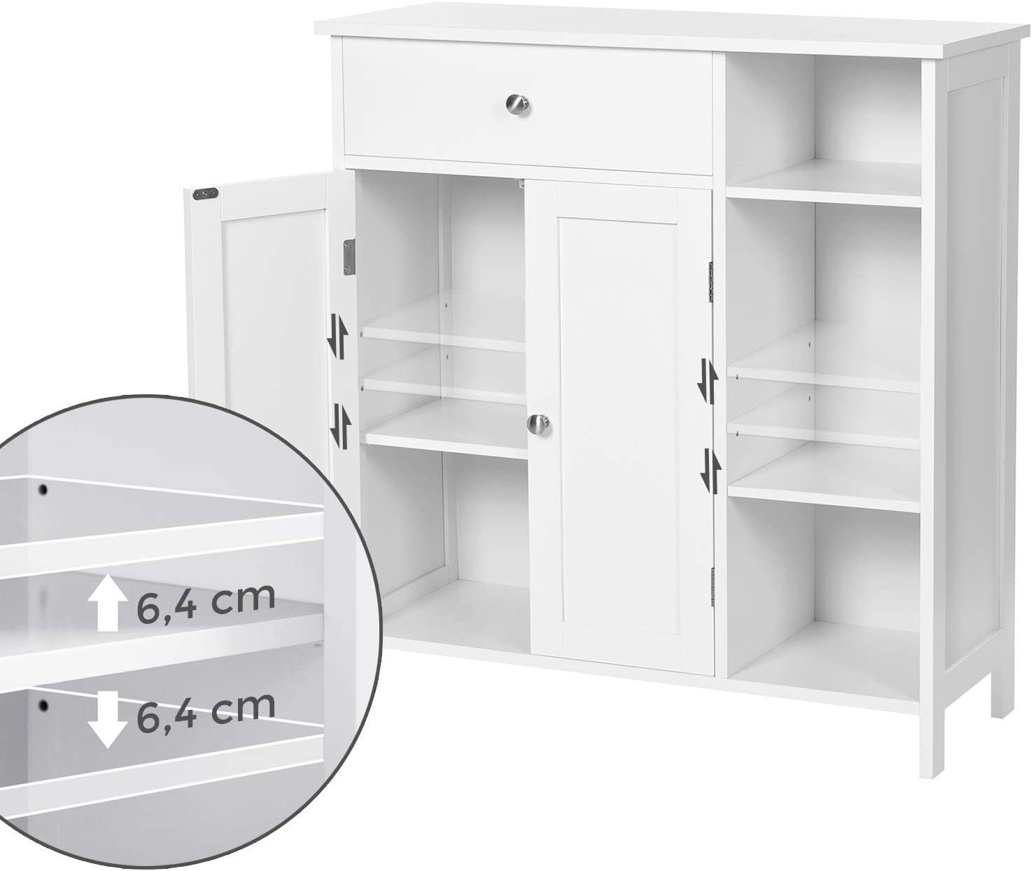 VASAGLE Badkommode Badezimmerschrank, Schublade, verstellbare Regalebene