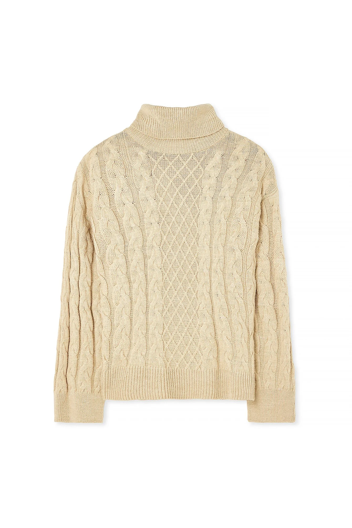 Strickpullover mit Rollkragen und Zopfmuster