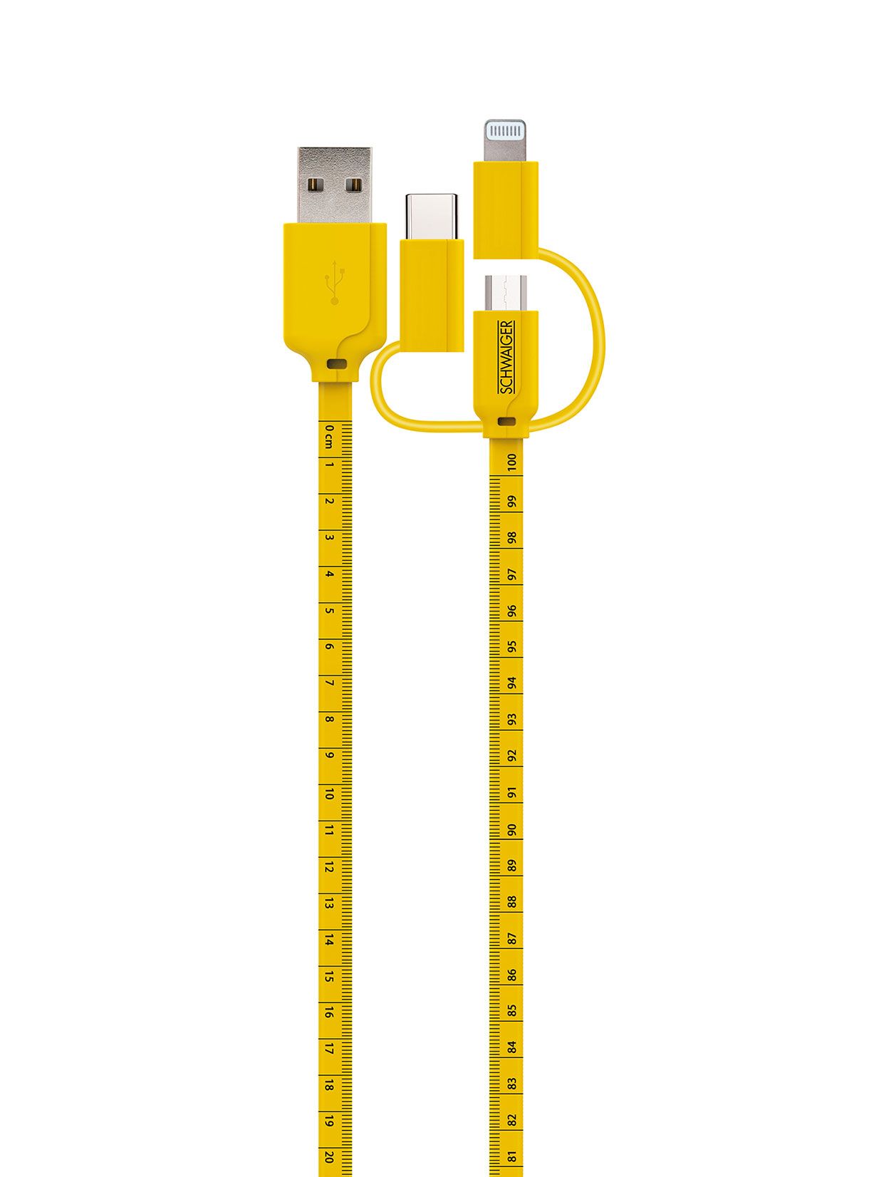 Schwaiger WKU310 3 in 1 gelbes Ladekabel